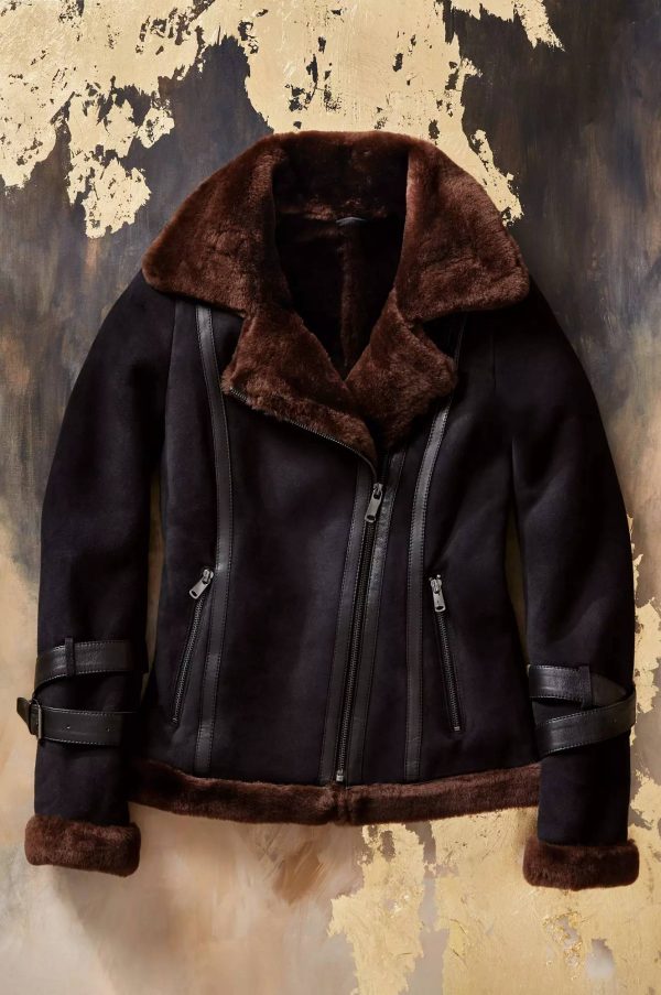 Olivia Spanish Merino Shearling Sheepskin Bomber Jacket 11