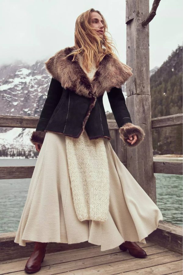 Petra Spanish Merino Shearling Sheepskin Coat with Toscana Trim 2