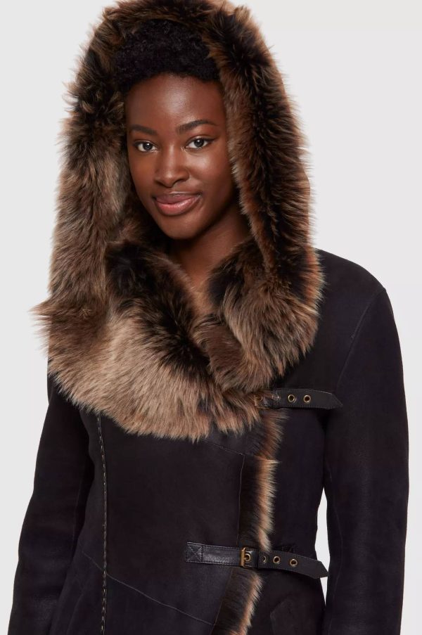 Petra Spanish Merino Shearling Sheepskin Coat with Toscana Trim 4