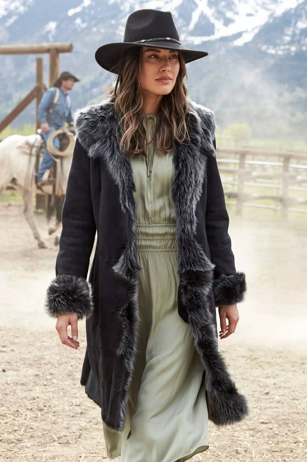 Sandra Spanish Merino Shearling Sheepskin Coat with Toscana Trim
