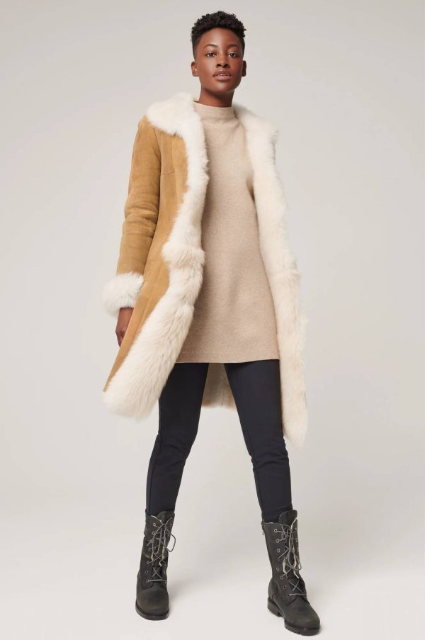 Sandra Spanish Merino Shearling Sheepskin Coat with Toscana Trim 9