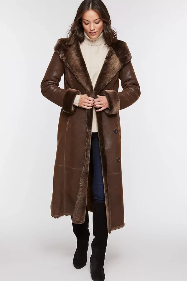Beth Hooded Spanish Merino Shearling Sheepskin Coat