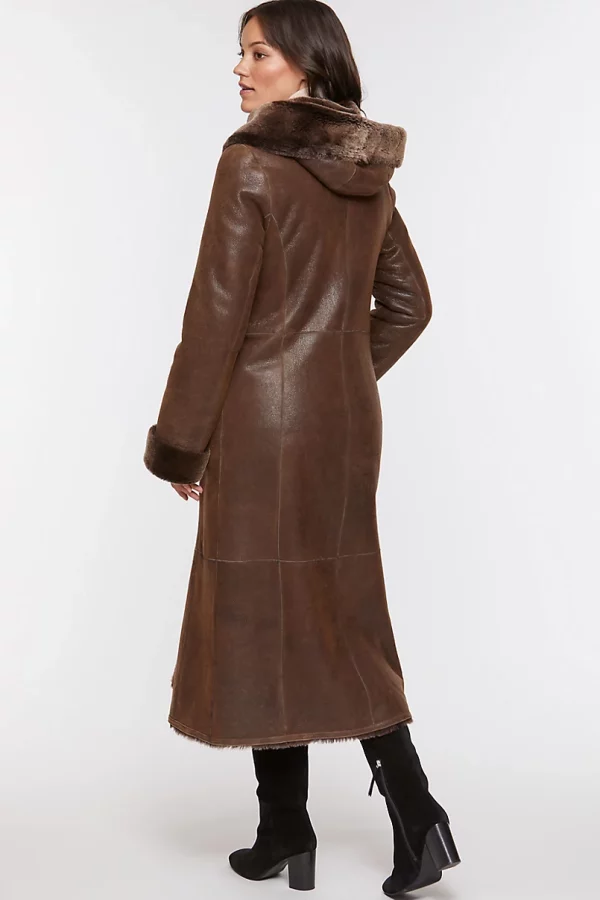 Beth Hooded Spanish Merino Shearling Sheepskin Coat