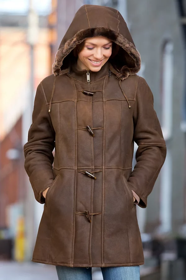 Fauna Shearling Sheepskin Duffle Coat US