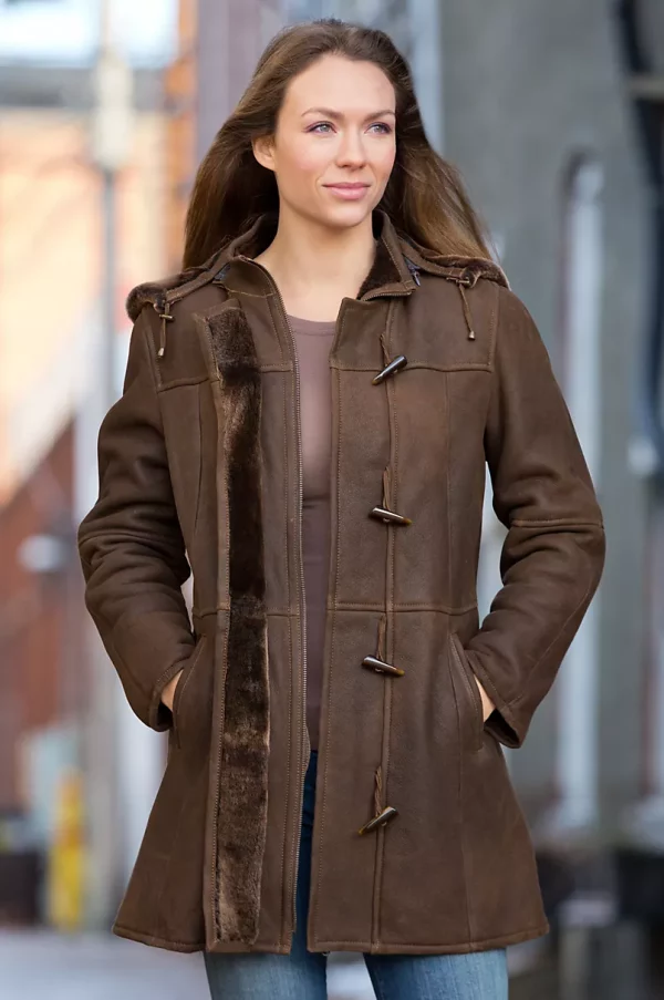 Fauna Shearling Sheepskin Duffle Coat USA