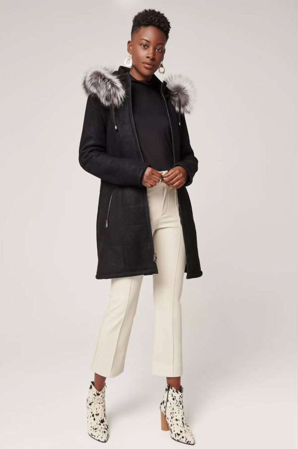 Maria Shearling Sheepskin Coat with Fur Trim and Detachable Hood 10