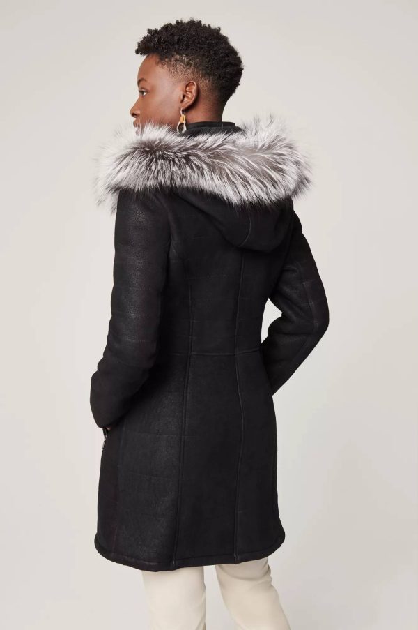 Maria Shearling Sheepskin Coat with Fur Trim and Detachable Hood 11