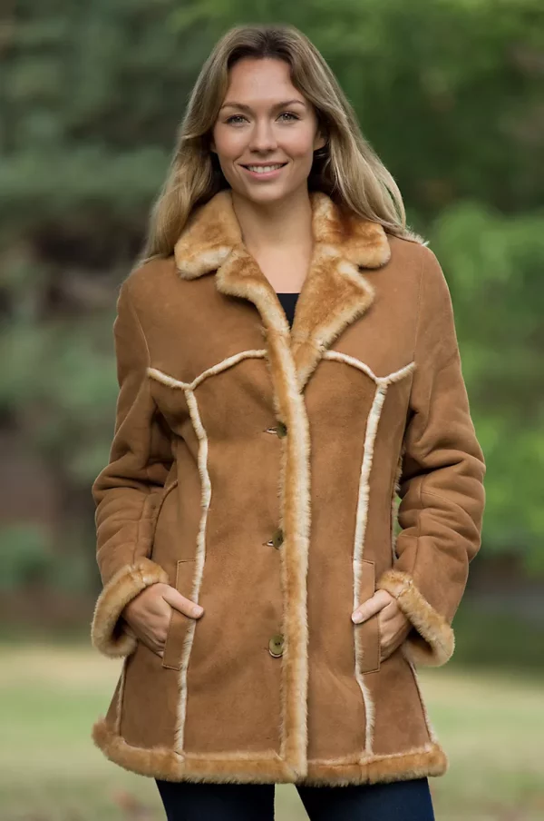 Womens Sonya Shearling Sheepskin Rancher Jacket