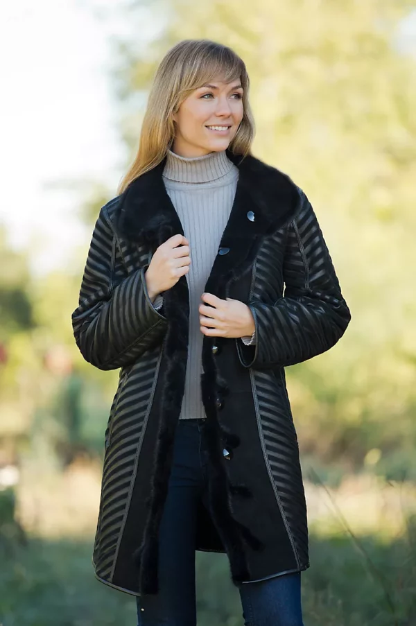 Womens Teresa Reversible Shearling Sheepskin Coat