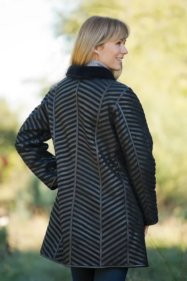 Womens Teresa Reversible Shearling Sheepskin Coat USA
