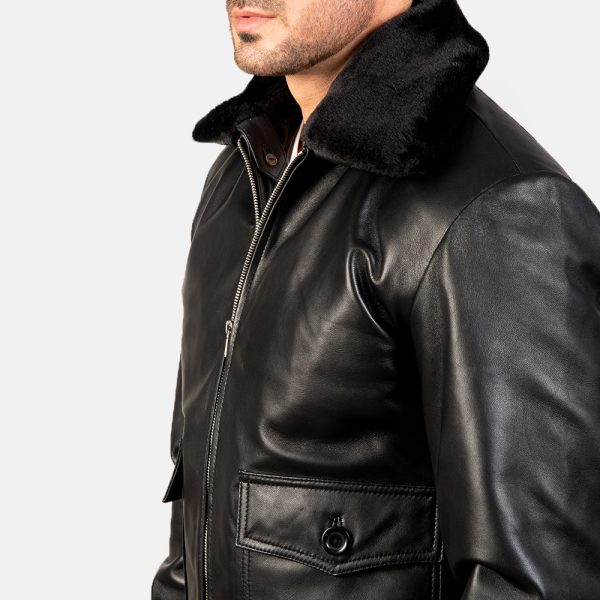 Airin G 1 Black Leather Bomber Jacket