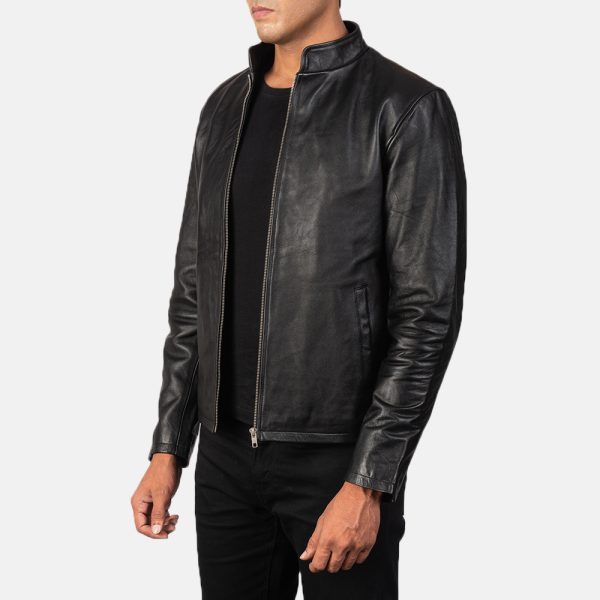 Alex Black Leather Biker Jacket US