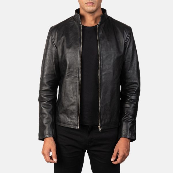 Alex Black Leather Biker Jacket USA