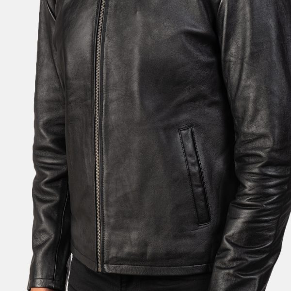 Alex Black Leather Biker Jacket USA