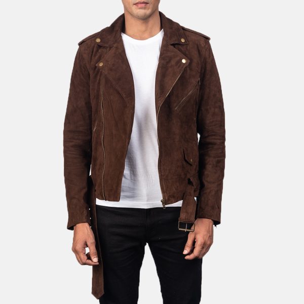 Allaric Alley Mocha Suede Biker Jacket US