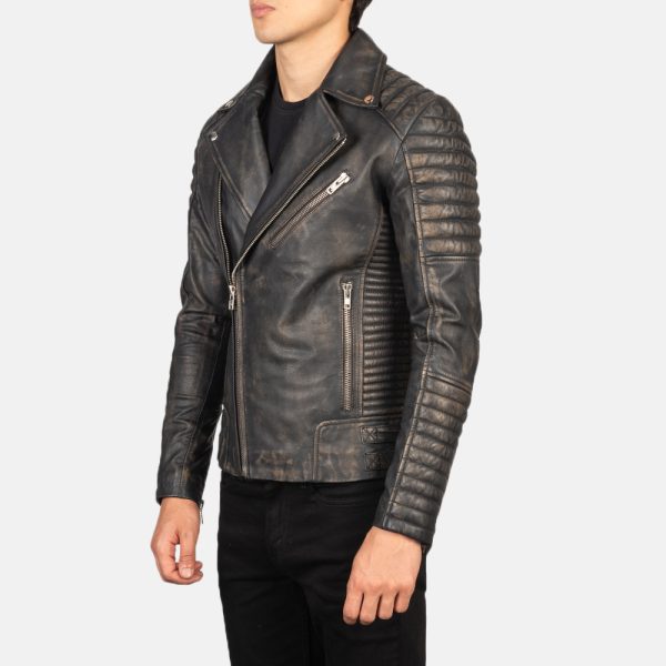 Armand Distressed Brown Leather Biker Jacket US