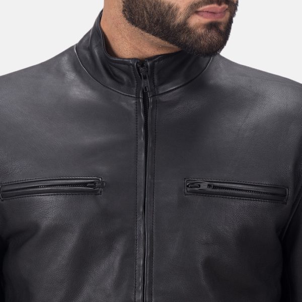 Austere Matte Black Leather Biker Jacket USA