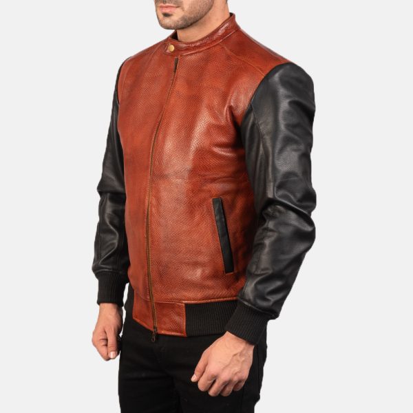 Avan Black Maroon Leather Bomber Jacket US