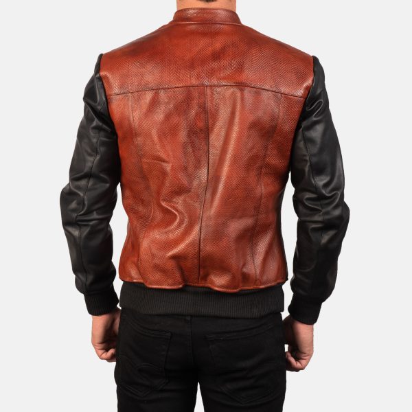 Avan Black Maroon Leather Bomber Jacket x scaled 1
