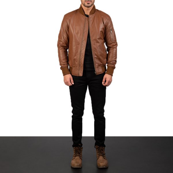 Bomia Ma 1 Brown Leather Bomber Jacket