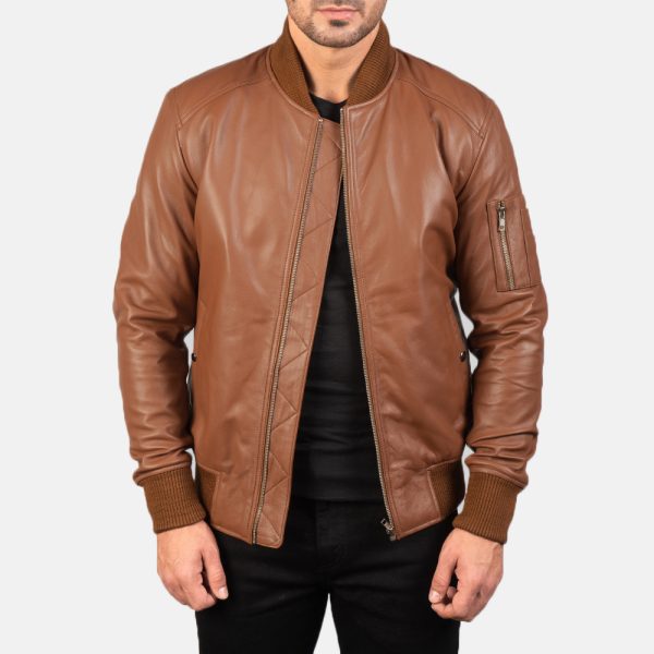 Bomia Ma 1 Brown Leather Bomber Jacket USA