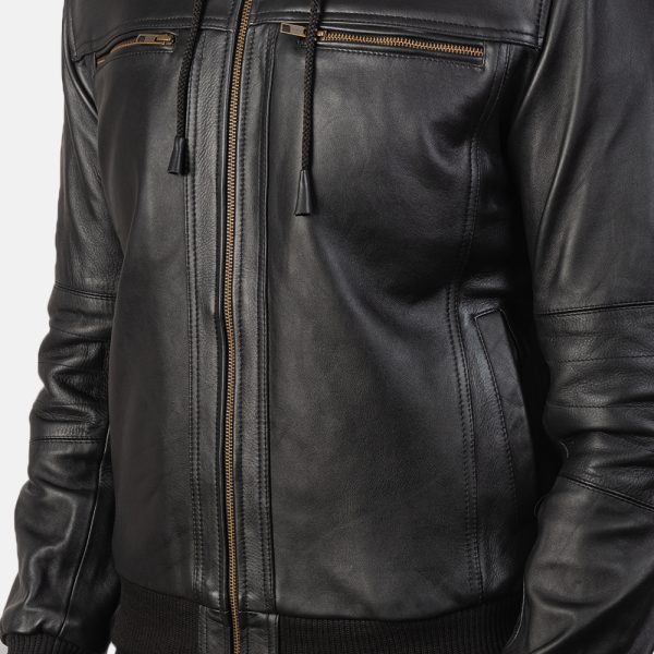 Bouncer Biz Black Leather Bomber Jacket USA