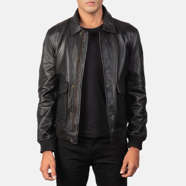 Coffmen Black A2 Leather Bomber Jacket USA
