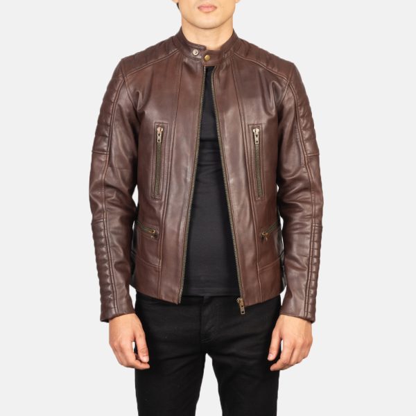 Damian Brown Leather Biker Jacket US