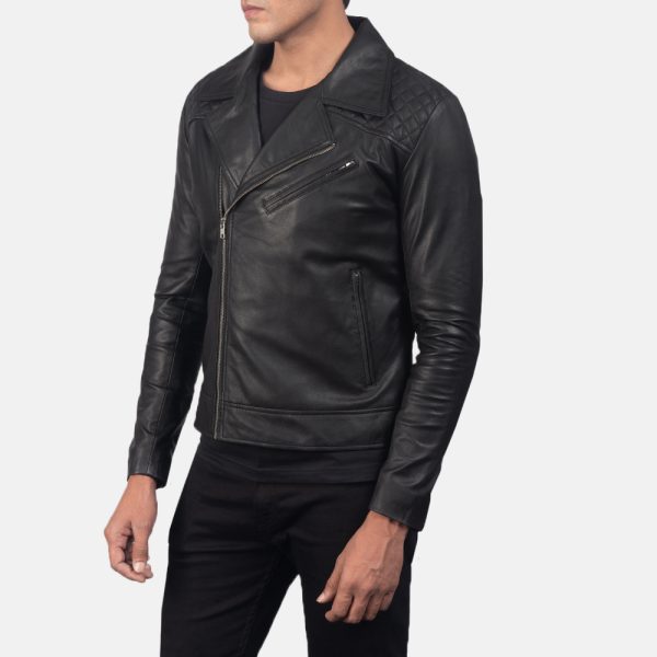 Danny Quilted Black Leather Biker Jacket US