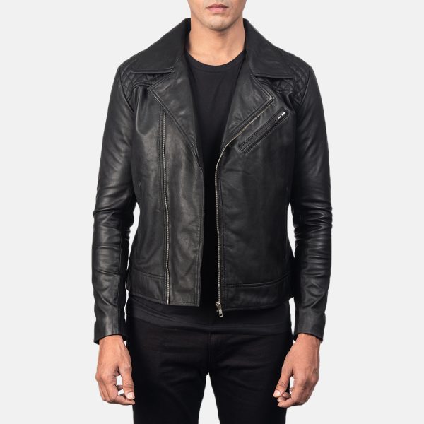 Danny Quilted Black Leather Biker Jacket USA