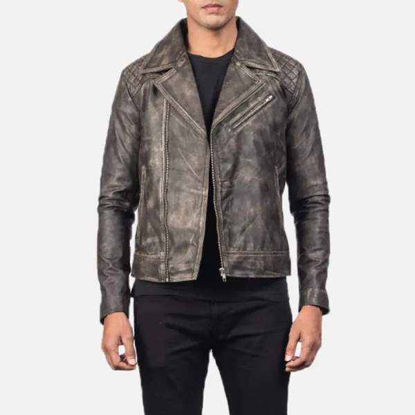 Danny Quilted Brown Leather Biker Jacket USA