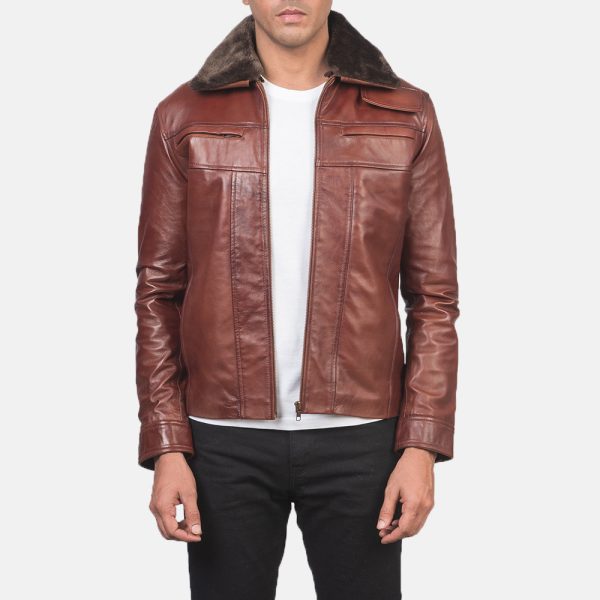 Evan Hart Fur Brown Leather Jacket USA