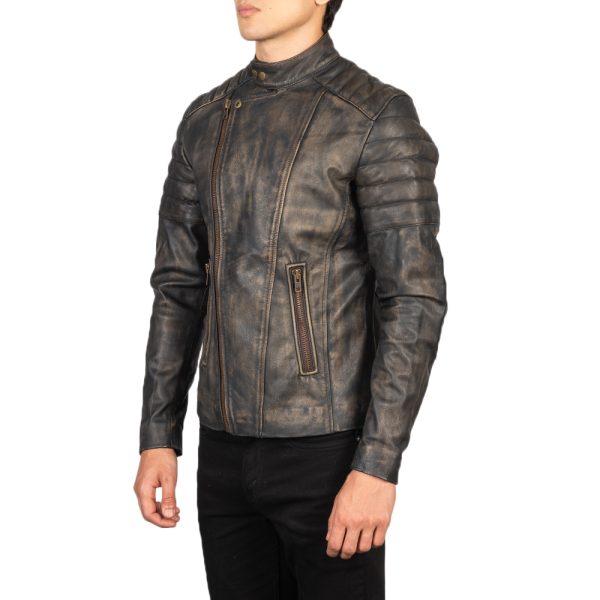 Faisor Distressed Brown Leather Biker Jacket US