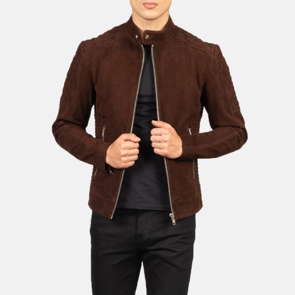 Fernando Quilted Brown Suede Biker Jacket USA