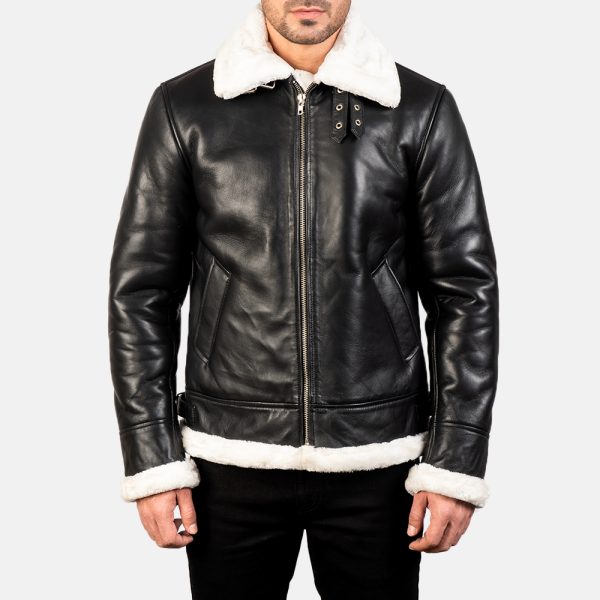 Francis B 3 Black And White Leather Bomber Jacket United States