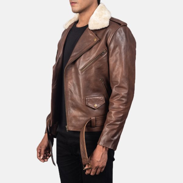 Furton Brown Leather Biker Jacket US