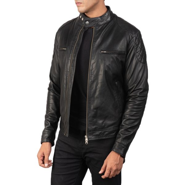 Gatsby Black Leather Biker Jacket US