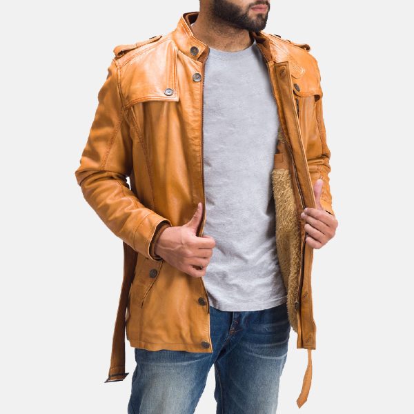 Hunter Tan Brown Fur Leather Jacket US