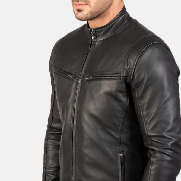 Ionic Black Leather Jacket USA