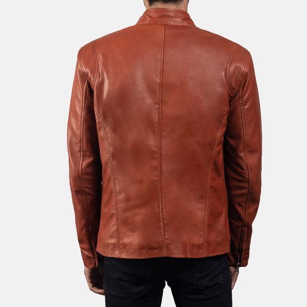 Ionic Tan Brown Leather Biker Jacket United States