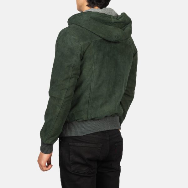 Nintenzo Green Hooded Suede Bomber Jacket USA