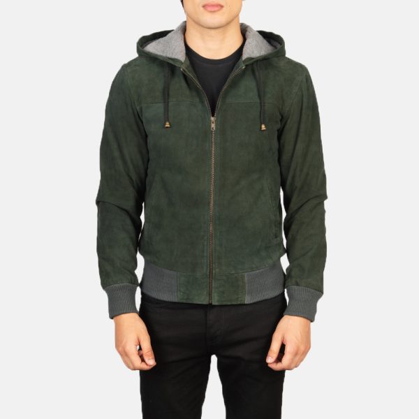 Nintenzo Green Hooded Suede Bomber Jacket United States