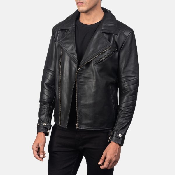 Raiden Black Leather Biker Jacket US