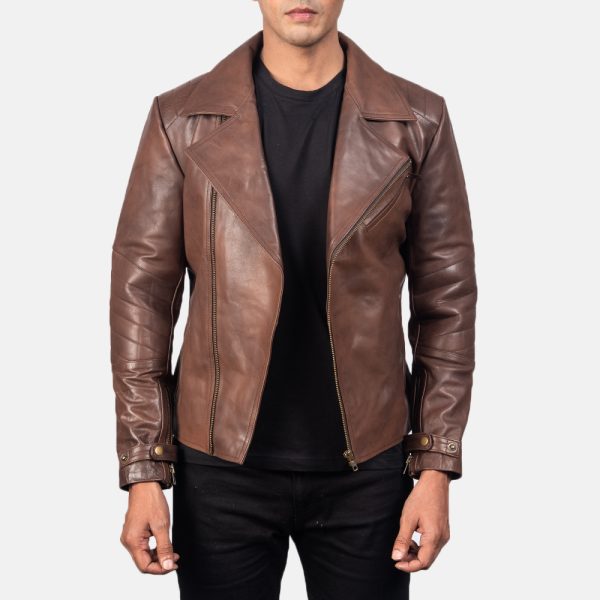 Raiden Brown Leather Biker Jacket US
