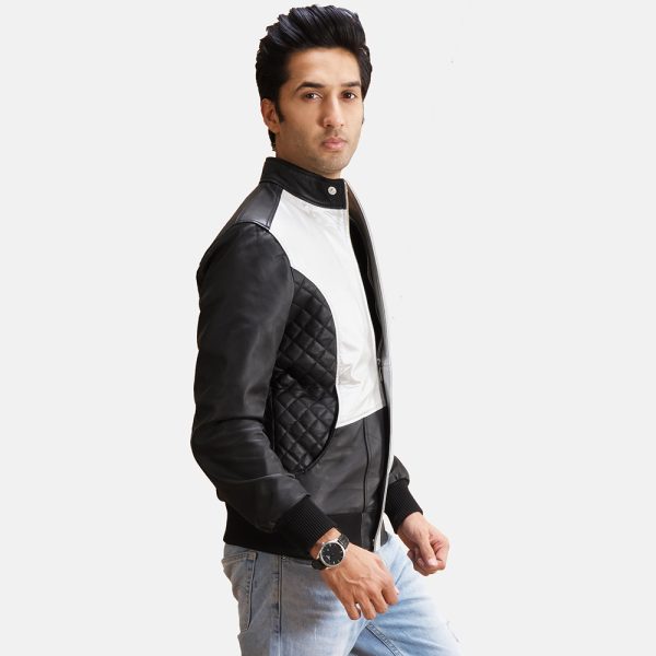 Spade Silver Black Leather Bomber Jacket United States