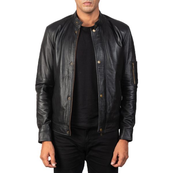 Tea House Black Leather Biker Jacket US