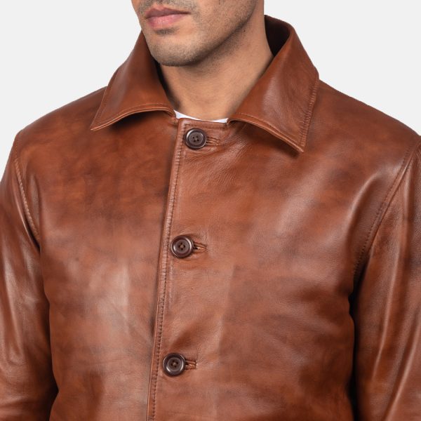 Waffle Brown Leather Jacket United States