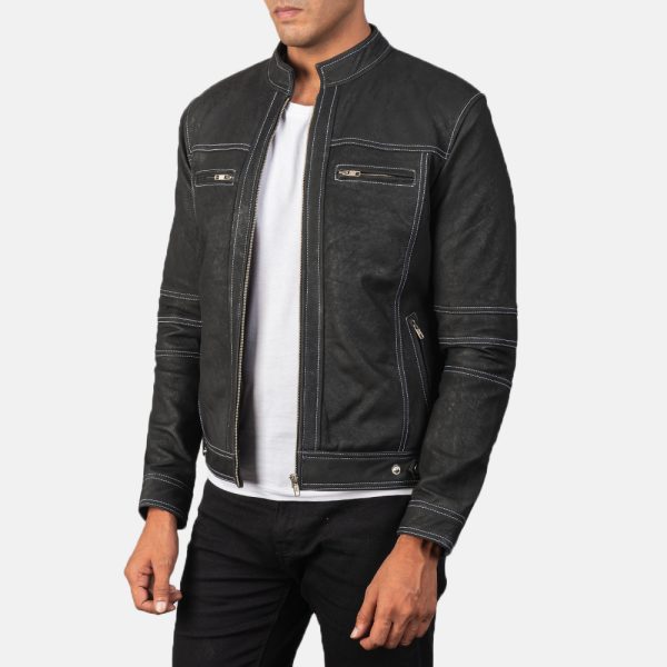Youngster Distressed Black Leather Jacket USA
