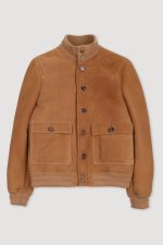 Tan Heritage Shearling Bomber Jacket