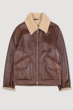 Mens Brown Shearling Aviator Jacket